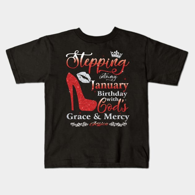 Stepping Into My January Birthday with God's Grace & Mercy Kids T-Shirt by super soul